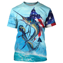 Load image into Gallery viewer, American Flag Patriotic Sailfish Fishing Shirts, Sailfish Saltwater Custom Fishing Shirt TTV106