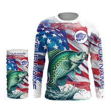 Load image into Gallery viewer, American Flag Crappie Fishing Custom Name performance long sleeve fishing shirt uv protection TTV149