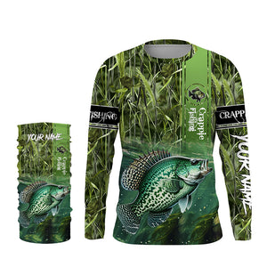 Crappie Fishing Camo Long Sleeve Fishing Shirts, Custom Crappie Tournament Fishing Jerseys TTV29