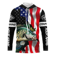 Load image into Gallery viewer, American Flag Crappie Fishing Custom Name performance long sleeve fishing shirt uv protection TTV122