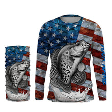 Load image into Gallery viewer, American flag Crappie patriotic fishing UV long sleeve shirts Custom fishing apparel TTV19