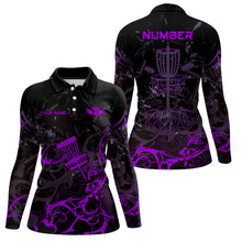Load image into Gallery viewer, Colors Camo Black Womens Disc Golf Polo Shirt Custom Disc Golf Basket Tree Personalized Golf Gift TY2