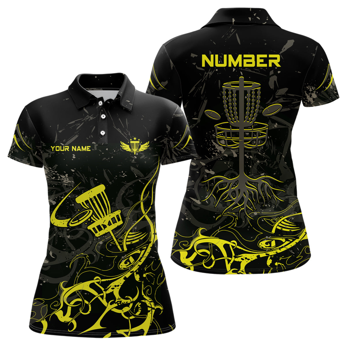 Colors Camo Black Womens Disc Golf Polo Shirt Custom Disc Golf Basket Tree Personalized Golf Gift TY2