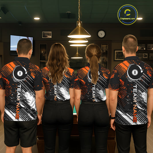 Personalized Name Billiard Skull Flame Polo Shirts For Men  Custom Team Name Billiard Shirt Design YYD0015