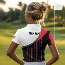 Load image into Gallery viewer, American Flag Golf Polo Shirts For Womens Custom Name, Patriotic Golf Gifts YYD0020
