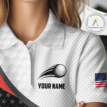 Load image into Gallery viewer, American Flag Golf Polo Shirts For Womens Custom Name, Patriotic Golf Gifts YYD0020