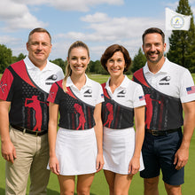 Load image into Gallery viewer, American Flag Golf Polo Shirts For Womens Custom Name, Patriotic Golf Gifts YYD0020