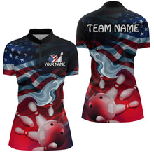 Load image into Gallery viewer, Personalized American Flag Bowling Quarter Zip Shirts For Women Custom Bowling Pattern Team Jersey 1/4 Zip Shirts YYD0021
