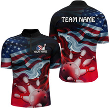 Load image into Gallery viewer, Personalized American Flag Bowling Quarter Zip Shirts For Men Custom Bowling Pattern Team Jersey 1/4 Zip Shirts YYD0021