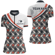 Load image into Gallery viewer, Personalized Bowling Quarter Zip Shirts For Women Custom Bowling Pattern Style Team Jersey 1/4 Zip Shirts YYD0029