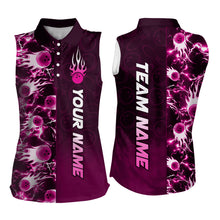 Load image into Gallery viewer, Bowling Sleeveless Shirt for Womens Custom Name Bowling Flame Lightning Team Jersey Shirt YYD0030