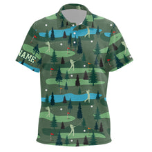 Load image into Gallery viewer, Kid Golf Polo Shirts Custom Name, Golf Course Pattern Vintage Shirt Gifts YYD0031