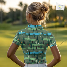 Load image into Gallery viewer, Golf Polo Shirts For Womens Custom Name, Golf Course Pattern Vintage Shirt Gifts YYD0031