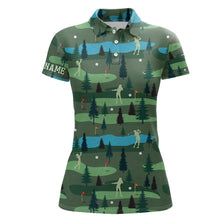 Load image into Gallery viewer, Golf Polo Shirts For Womens Custom Name, Golf Course Pattern Vintage Shirt Gifts YYD0031