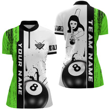 Load image into Gallery viewer, Ball 8 Grunge Ink Style Billiard Women Quarter-Zip Shirts Custom Name Billiard Shirt Colors YYD0069