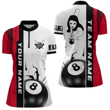 Load image into Gallery viewer, Ball 8 Grunge Ink Style Billiard Women Quarter-Zip Shirts Custom Name Billiard Shirt Colors YYD0069