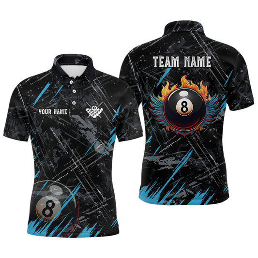 Grunge Ball 8 Billiard Polo Shirts For Men Custom Name Billiard Shirt YYD0071