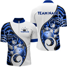 Load image into Gallery viewer, Custom Bowling Team Men Quarter-Zip Shirts - Personalized Abstract Bowling Jersey YYD0079