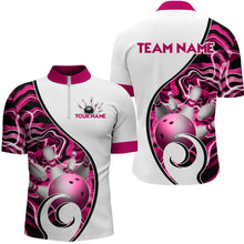 Load image into Gallery viewer, Custom Bowling Team Men Quarter-Zip Shirts - Personalized Abstract Bowling Jersey YYD0079