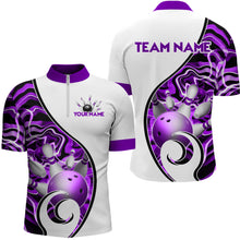 Load image into Gallery viewer, Custom Bowling Team Men Quarter-Zip Shirts - Personalized Abstract Bowling Jersey YYD0079