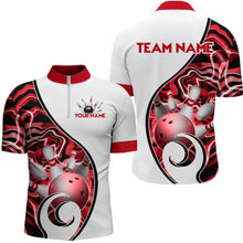 Load image into Gallery viewer, Custom Bowling Team Men Quarter-Zip Shirts - Personalized Abstract Bowling Jersey YYD0079