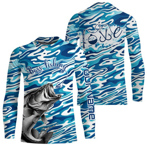 Bass Fishing Love Water Camouflage Customize Shirts For Men And Women Personalized Fishing Gift | Blue YYD0049