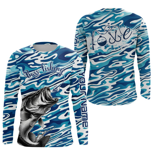 Bass Fishing Love Water Camouflage Customize Shirts For Men And Women Personalized Fishing Gift | Blue YYD0049