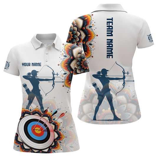 Personalized Mandala Flower Archery Target Custom Women Archery Polo Shirts, Archery Jerseys YYD0052