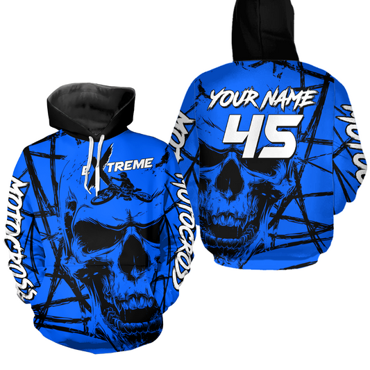 Blue Motocross Hoodie Custom for Men Women Dirt Bike Racing Hoodie Riding Shirt MH159
