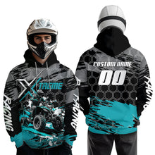 Load image into Gallery viewer, Turquoise Atv Racing Hoodie Custom Quad Bike Shirt Upf30+ Adult Youth Off-Road Atv Motocross Hoooded  NHN008