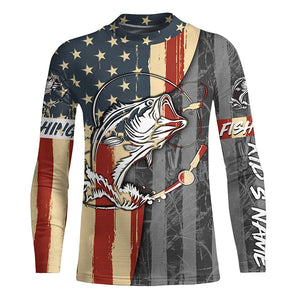 Bass fishing tattoo America Flag UV protection fishing shirt fishing jersey for fisherman A18