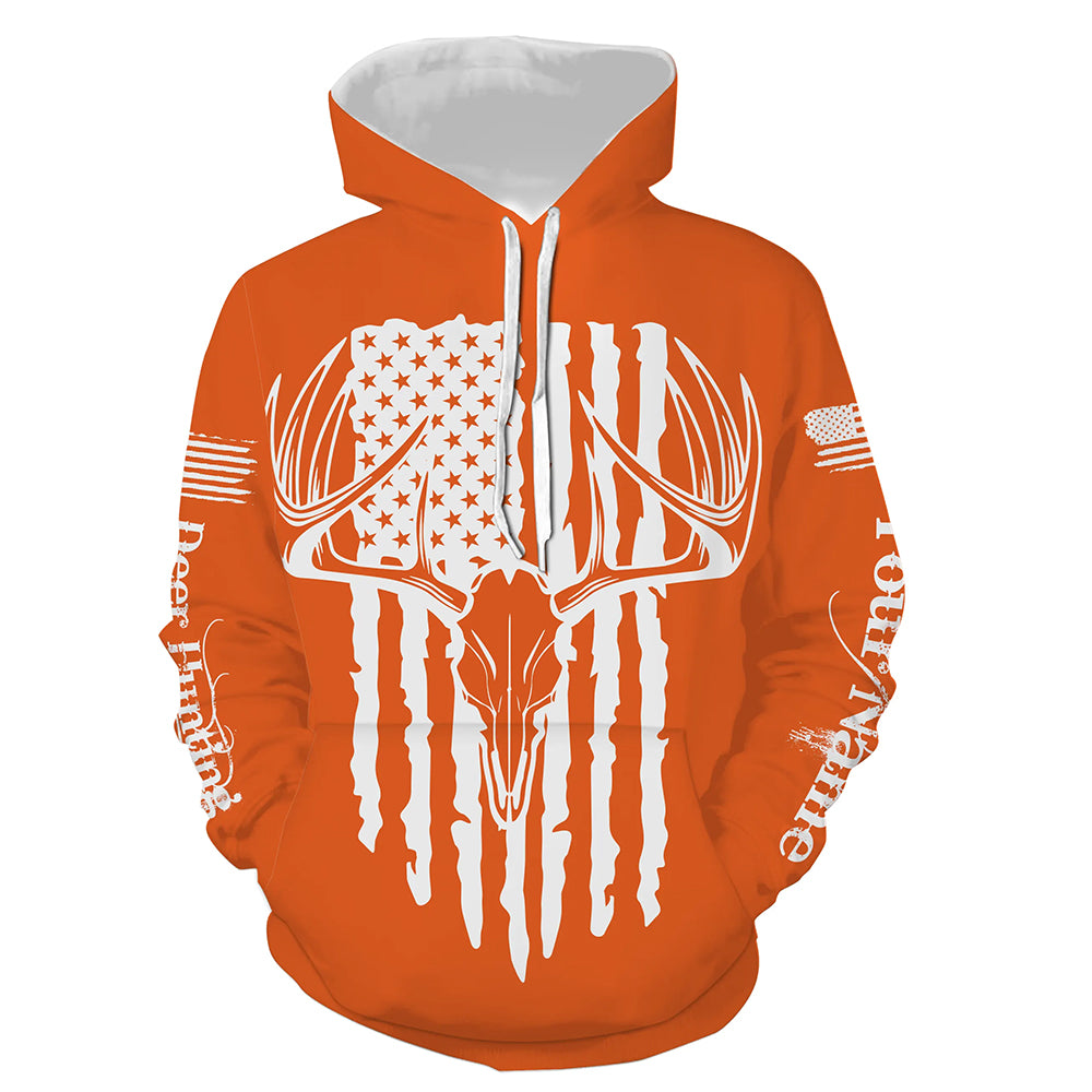 American Flag Deer Hunting Personalized Deer Skull Hunting Shirt For Hunters A45