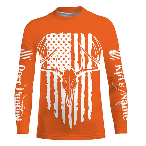 American Flag Deer Hunting Personalized Deer Skull Hunting Shirt For Hunters A45