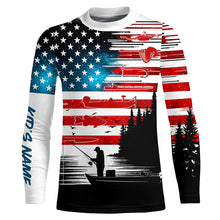 Load image into Gallery viewer, USA flag long sleeve fishing shirt UV protection personalized fishing shirt A71