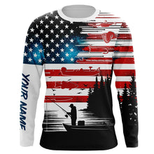 Load image into Gallery viewer, USA flag long sleeve fishing shirt UV protection personalized fishing shirt A71