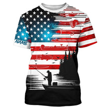 Load image into Gallery viewer, USA flag long sleeve fishing shirt UV protection personalized fishing shirt A71