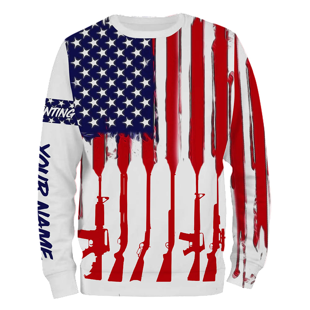 American Flag Hunting Personalized Custom Name Hunting Shirt For Hunters A47