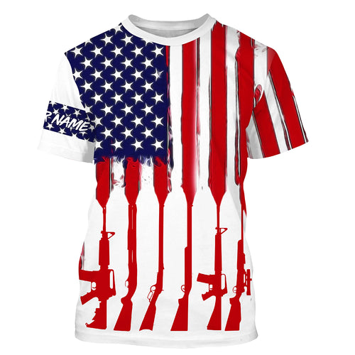 American Flag Hunting Personalized Custom Name Hunting Shirt For Hunters A47