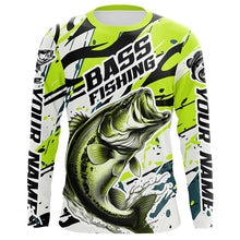 Load image into Gallery viewer, Personalized Largemouth Bass Fishing Jerseys, Bass Fishing Camo Long Sleeve Fishing Shirts | Green IPHW6031