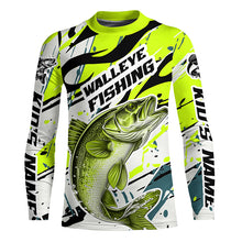 Load image into Gallery viewer, Personalized Walleye Fishing Jerseys, Walleye Fishing Camo Long Sleeve Fishing Shirts | Green IPHW6032