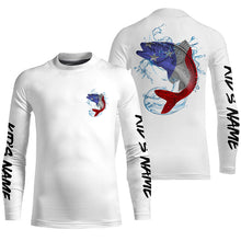 Load image into Gallery viewer, Walleye Fishing American Flag Custom Performance Long Sleeve Fishing Shirts, Patriotic Fishing Gifts IPHW5738