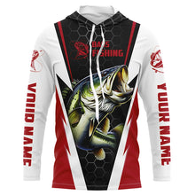 Load image into Gallery viewer, Custom Largemouth Bass Fishing Jerseys, Bass Tournament Long Sleeve Fishing Shirts | Firebrick Red IPHW3798