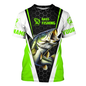 Custom Largemouth Bass Fishing Jerseys, Bass Tournament Long Sleeve Fishing Shirts | Green IPHW3800