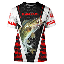 Load image into Gallery viewer, Custom Bass Fishing Jerseys For Fishing Team, Largemouth Bass Long Sleeve Fishing Shirts | Red IPHW4532