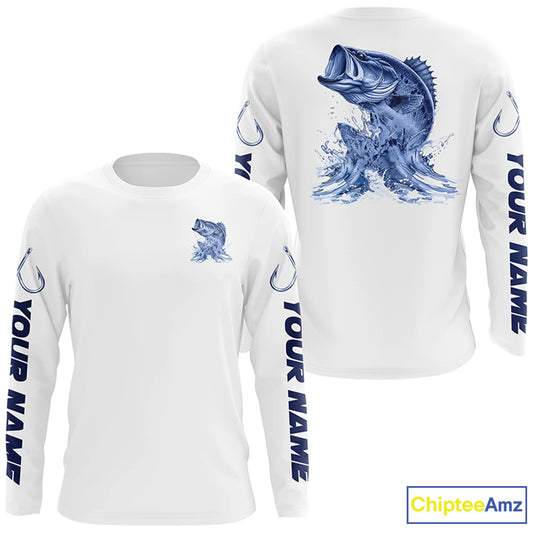 Personalized Largemouth Bass Long Sleeve Performance Fishing Shirts, Bass Fishing Jersey IPHW6407