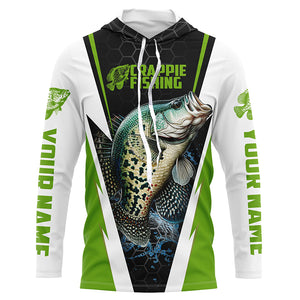 Crappie Fishing Jerseys, Crappie Custom Long Sleeve Performance Fishing Shirts | Green IPHW6073