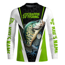 Load image into Gallery viewer, Crappie Fishing Jerseys, Crappie Custom Long Sleeve Performance Fishing Shirts | Green IPHW6073