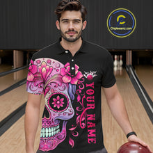 Load image into Gallery viewer, Pink Sugar Skull Tattoo Custom Unisex Team Bowling Polo Shirts, Halloween Team Bowling Jerseys IPHW5243