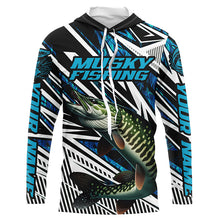 Load image into Gallery viewer, Musky Fishing Custom Long Sleeve Tournament Shirts, Blue Grass Camo Musky Fishing Jerseys IPHW6088