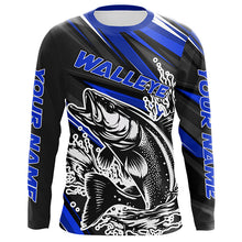 Load image into Gallery viewer, Personalized Walleye Fishing Jerseys, Walleye Fishing Long Sleeve Tournament Fishing Shirts | Blue IPHW5788